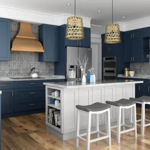 Navy Blue Shaker Frameless Kitchen Cabinets